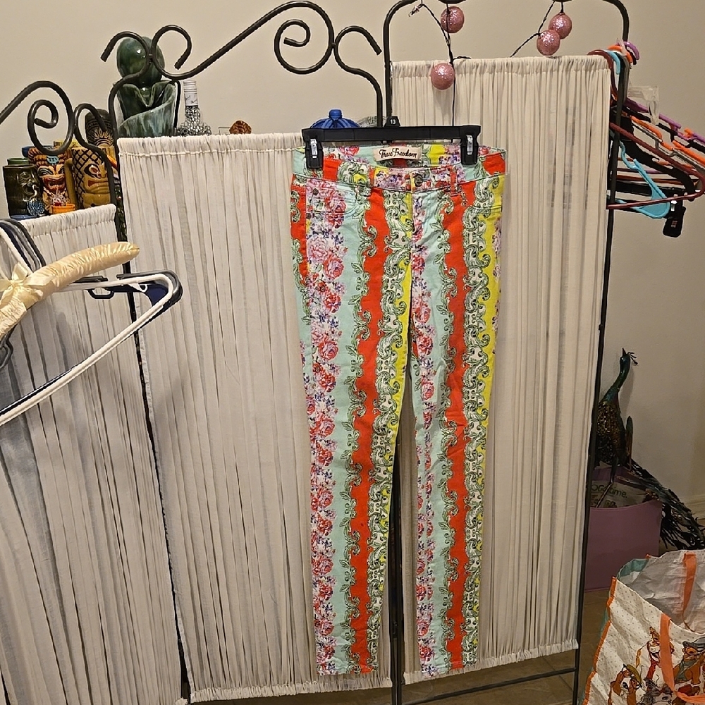 Colorful Floral and Striped Pants